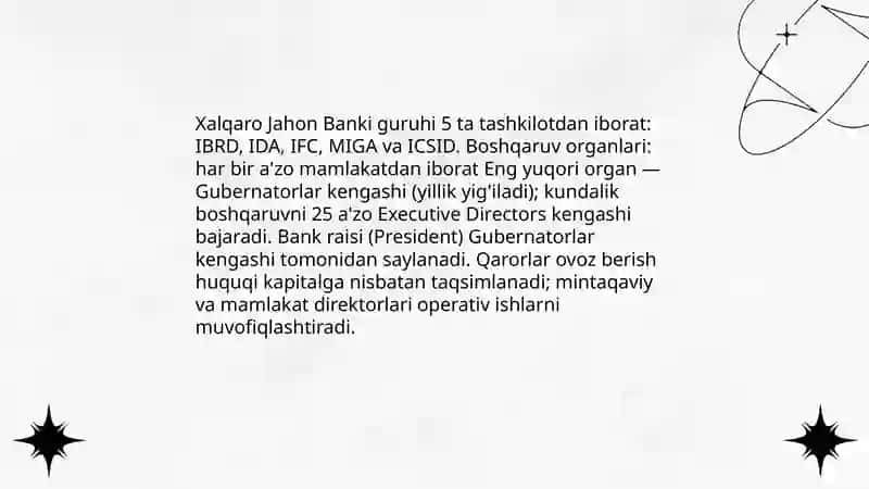 Xalqaro Jahon Banki 4
