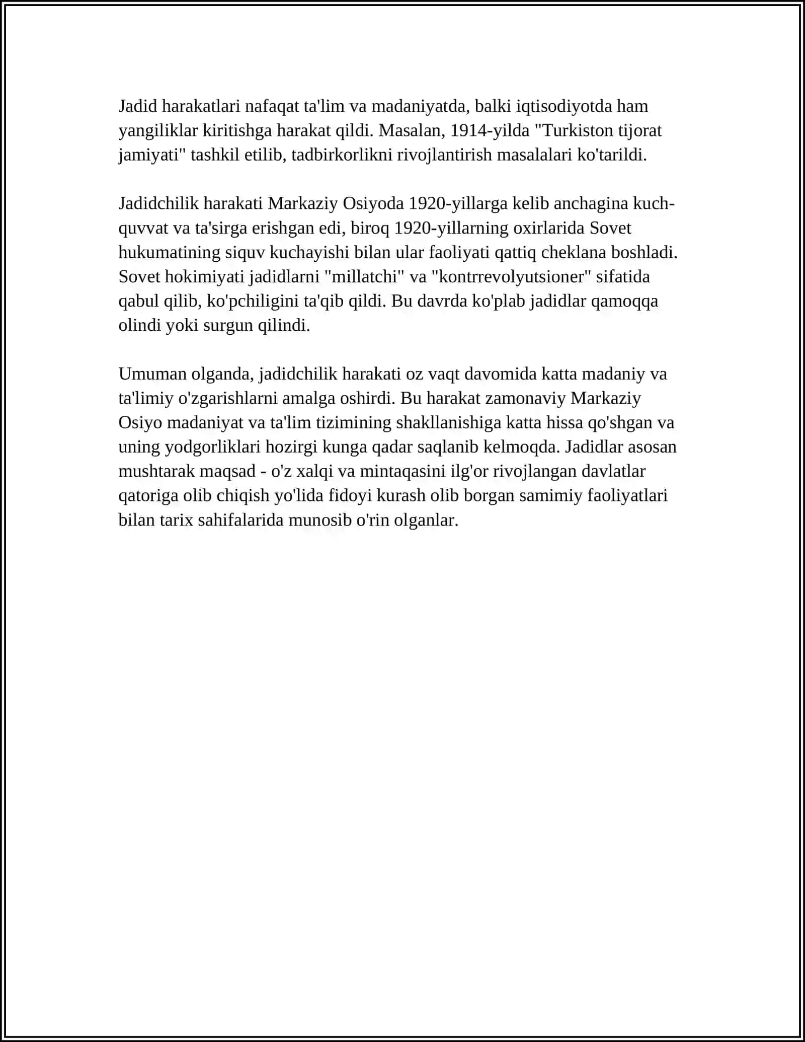 JADIDCHILIK ASOSLARI-REFERAT 4