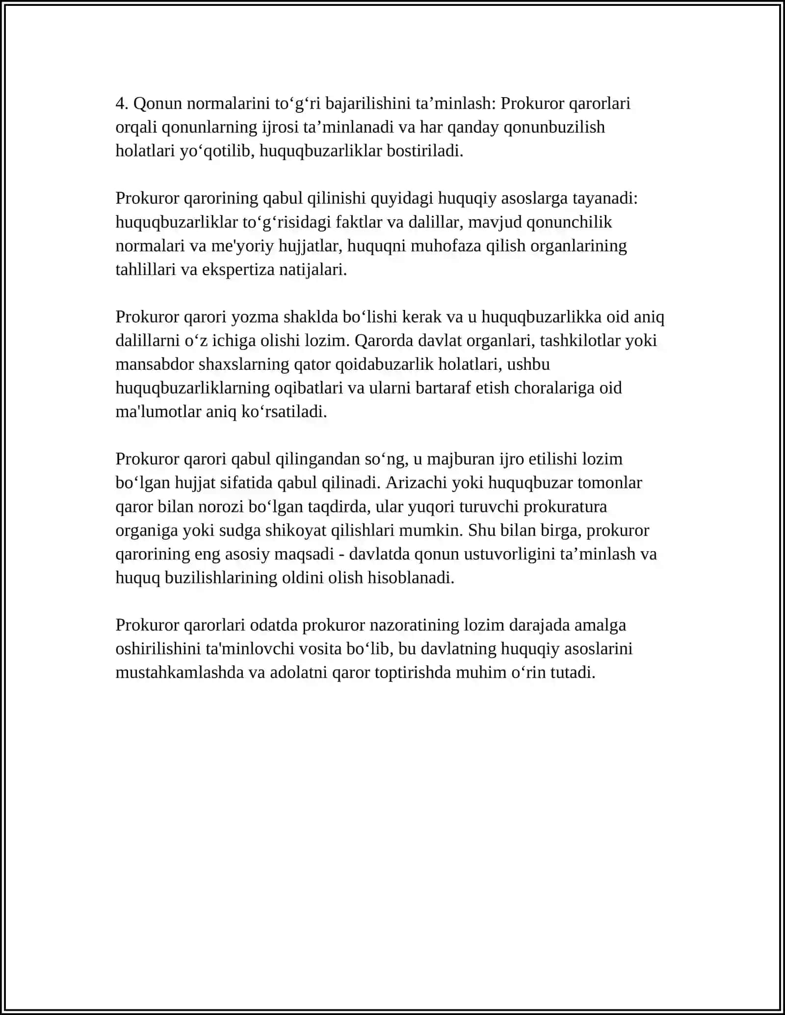 PROKUROR NAZORATI HUJJATLARINING TURLARI 4