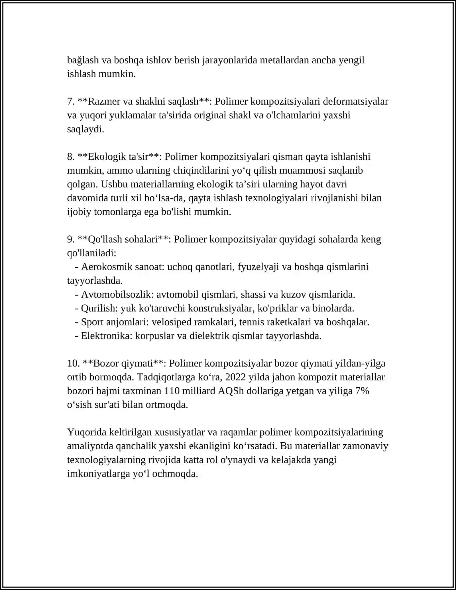 POLIMER KOMPOZITSIYASINI TAYYORLASH TEXNOLOGIYASI 4
