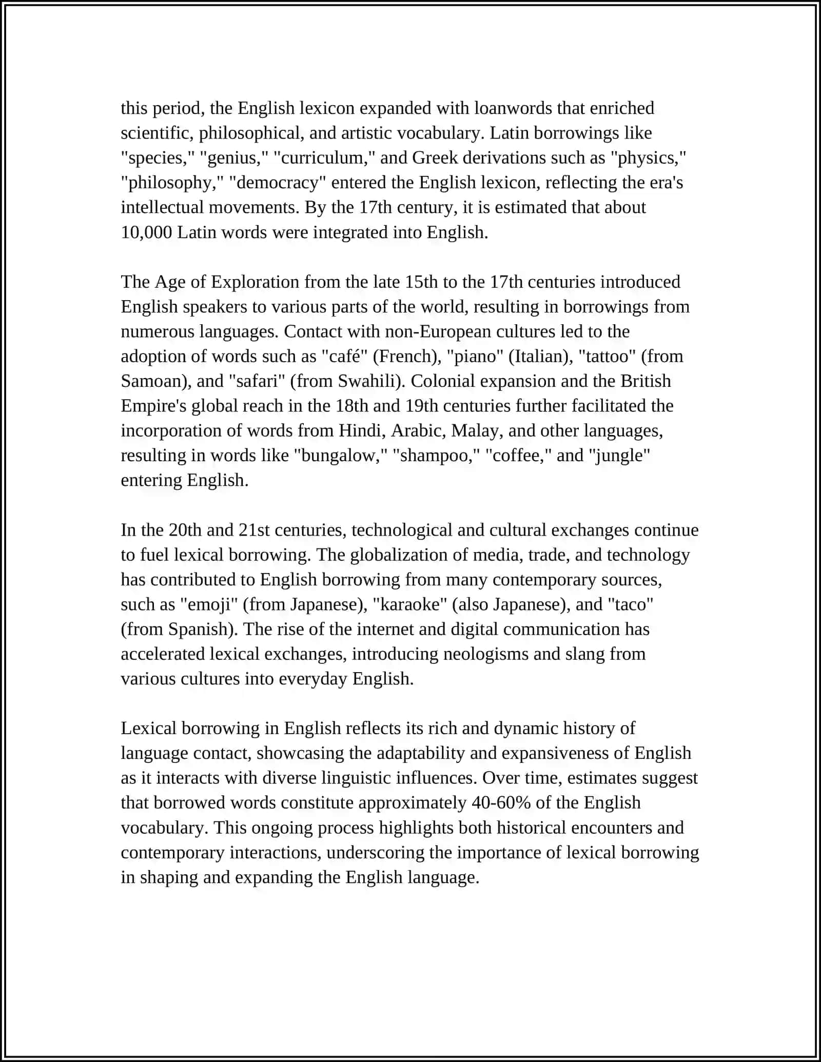LEXICAL BORROWINGS AND THEIR IMPACT ON LANGUAGE DEVELOPMENT 4