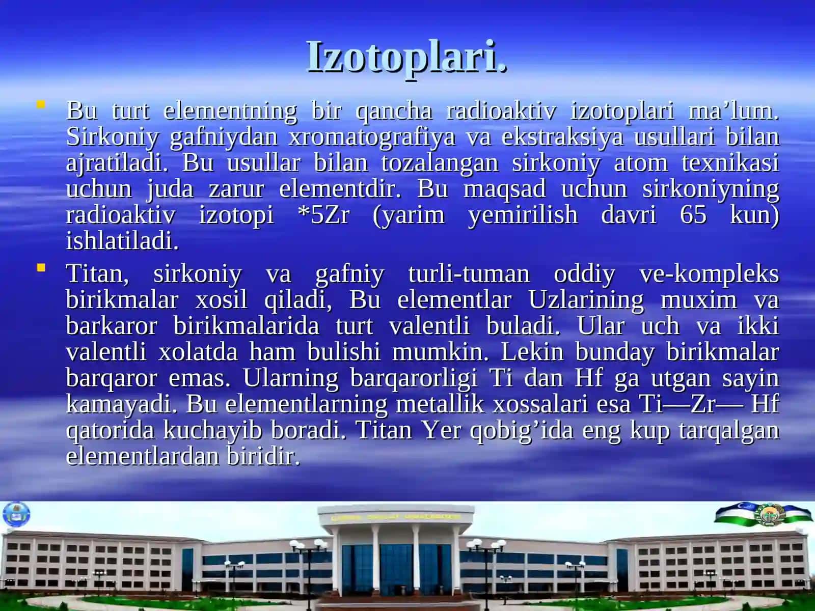 IV guruhning d-elementlari. elementlarning umumiy tavsifi. atomlarning tuzilishi 4