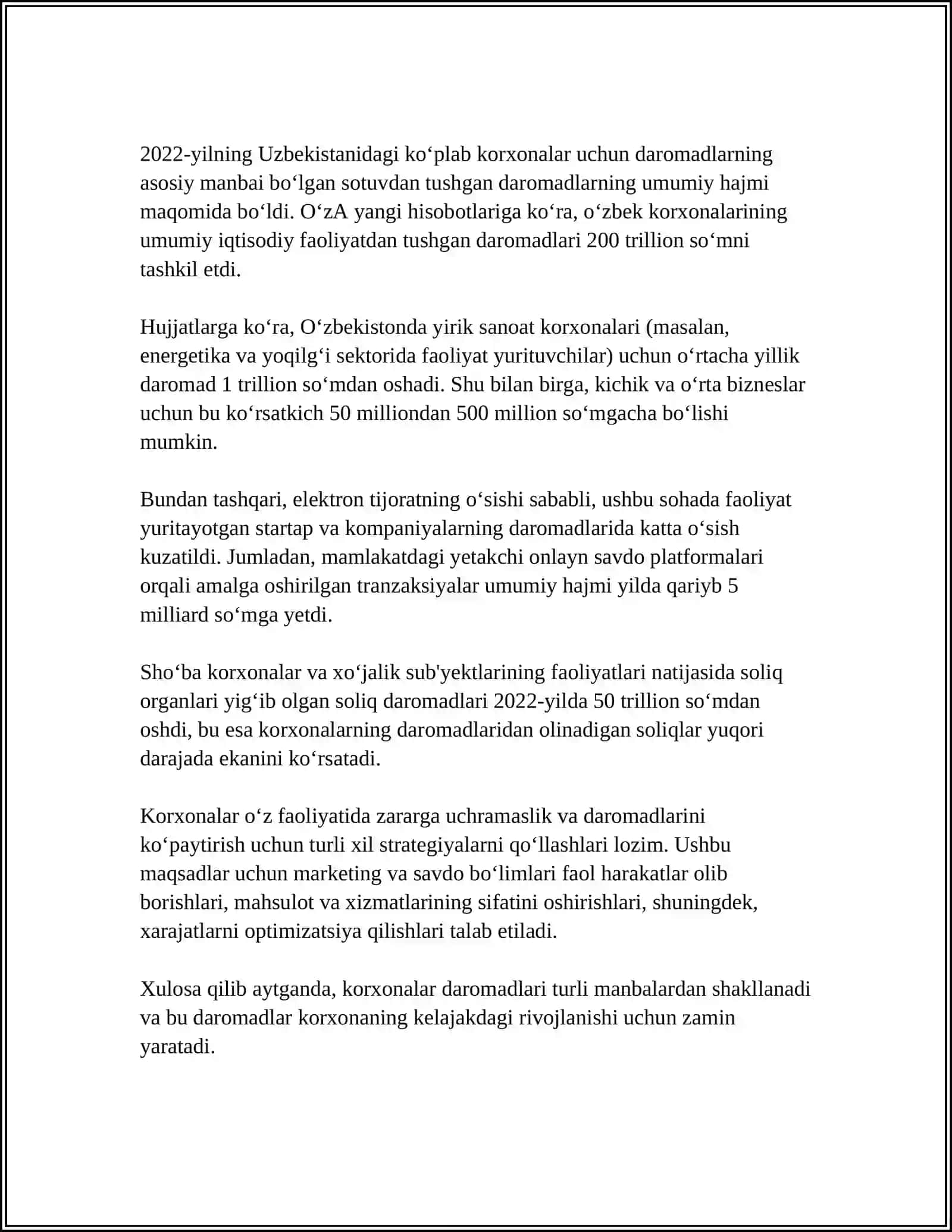 Korxona daromadlari va ularning turlari 4