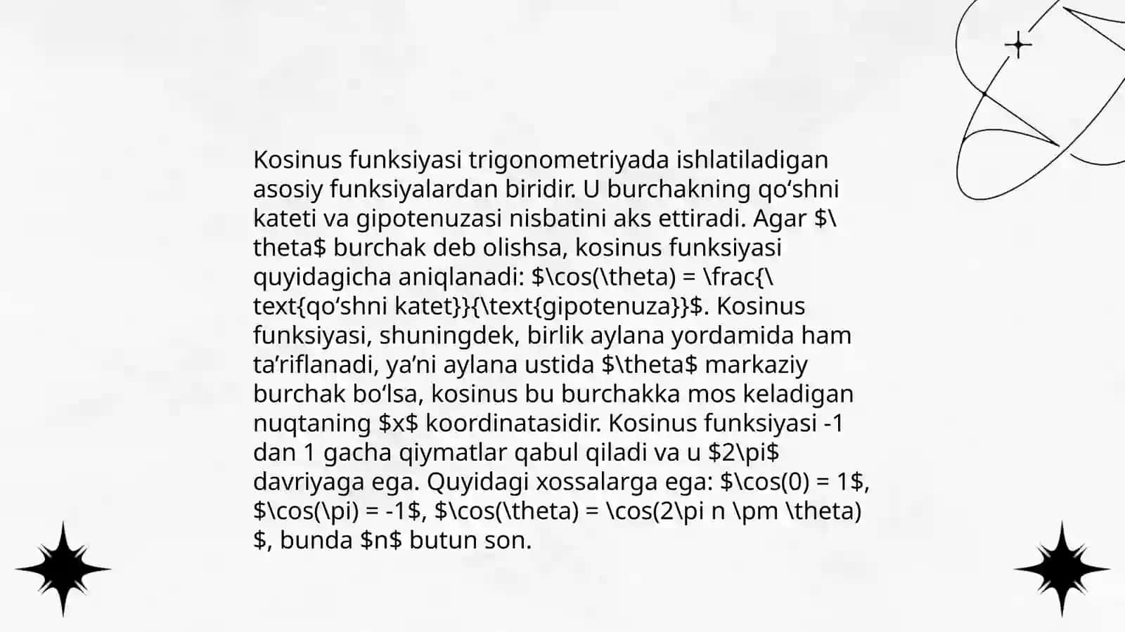 Sinus, kosinus va tangensning ishoralari 4