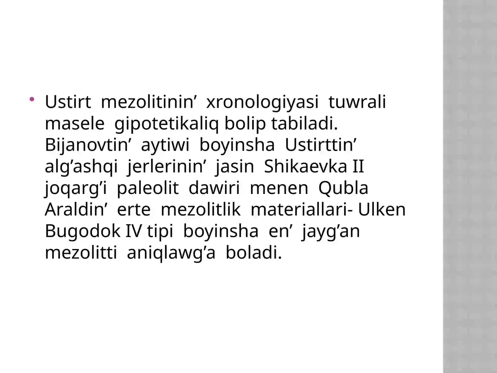 Mezolitda O‘zbekistonda yetishi 4
