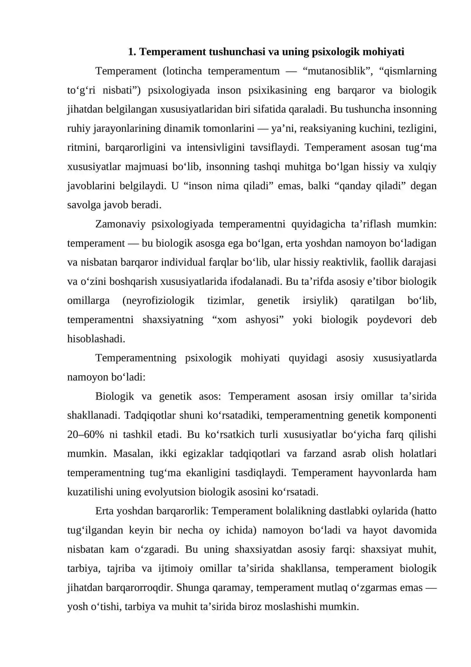 Temperament haqida hozirgi zamon nazariyalari 4