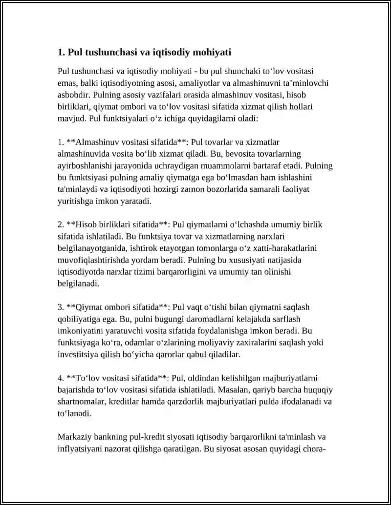 PUL, UNING FUNKSIYALARI VA ULARNING XUSUSIYATLARI 4
