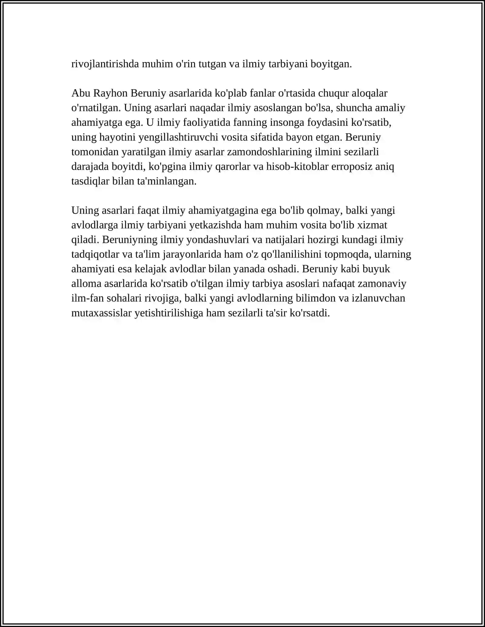 ABU RAYHON BERUNIY ASARLARINI TARBIYA HAQIDAGI ORNI 4