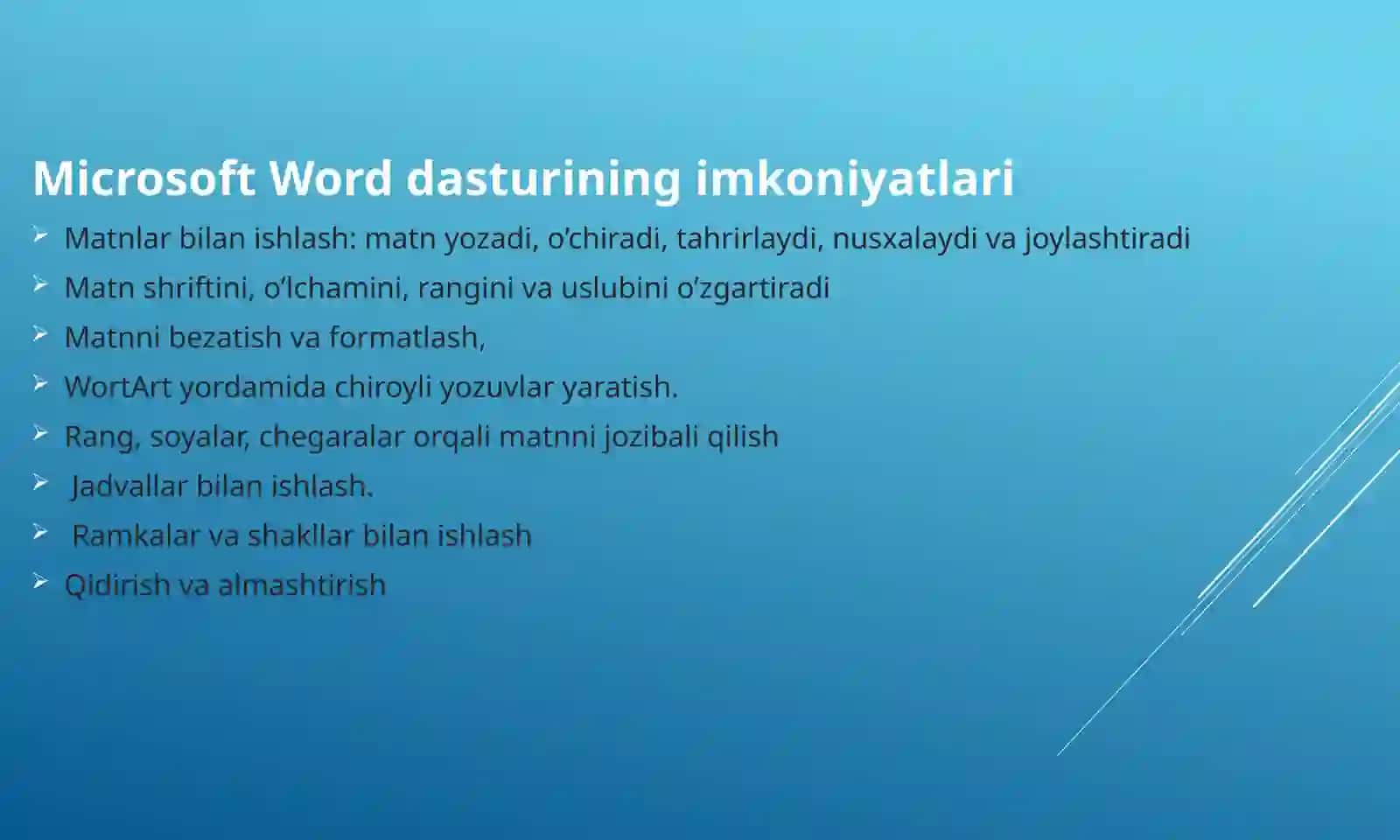 MATN STILLARINI SOZLASH VA ULARDAN FOYDALANISH 4