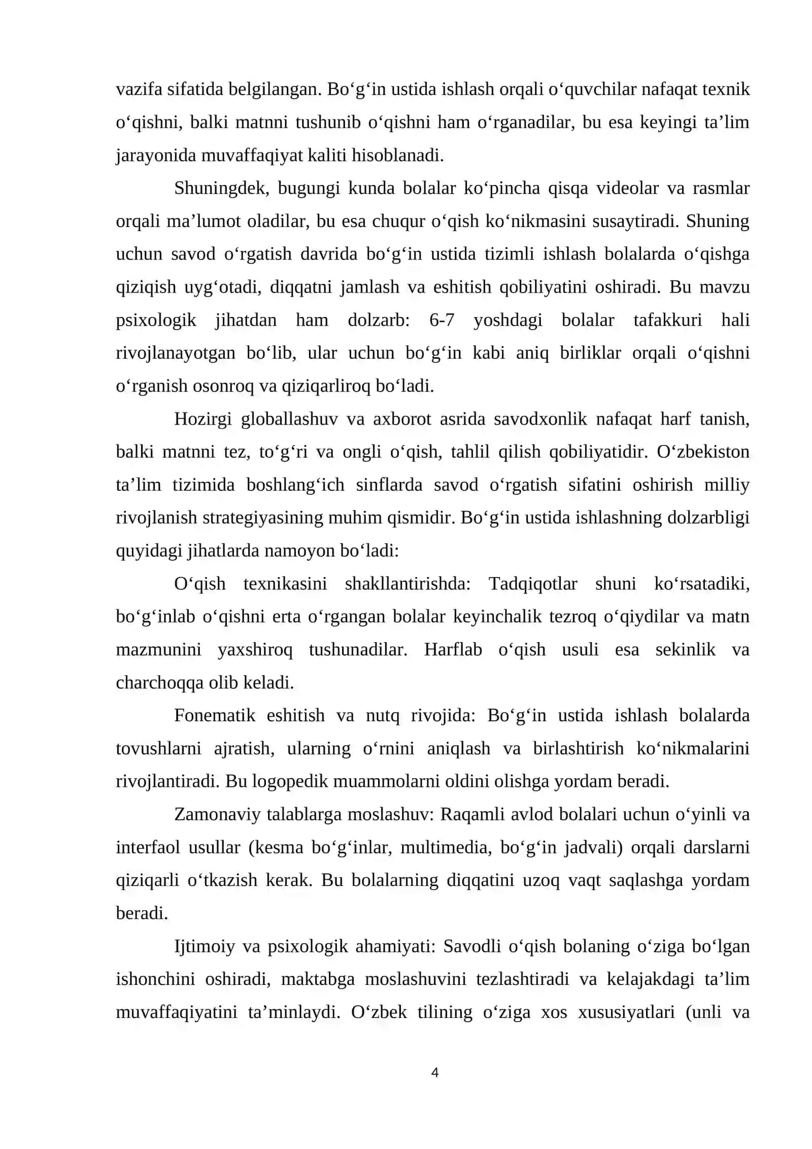 Savod o‘rgatish davrida bo‘g‘in ustida ishlash 4
