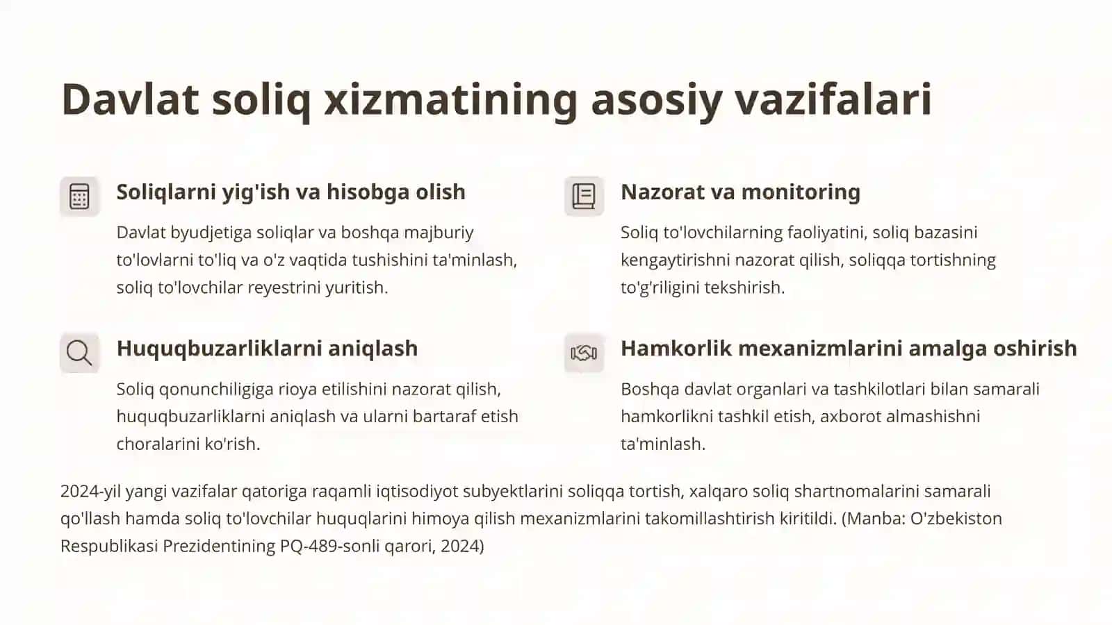 Davlat soliq xizmati organlarining boshqa organlar va tashkilotlar bilan hamkorligi 4