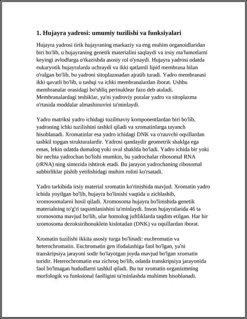 Hujayra Yadrosining Tarkibi 4