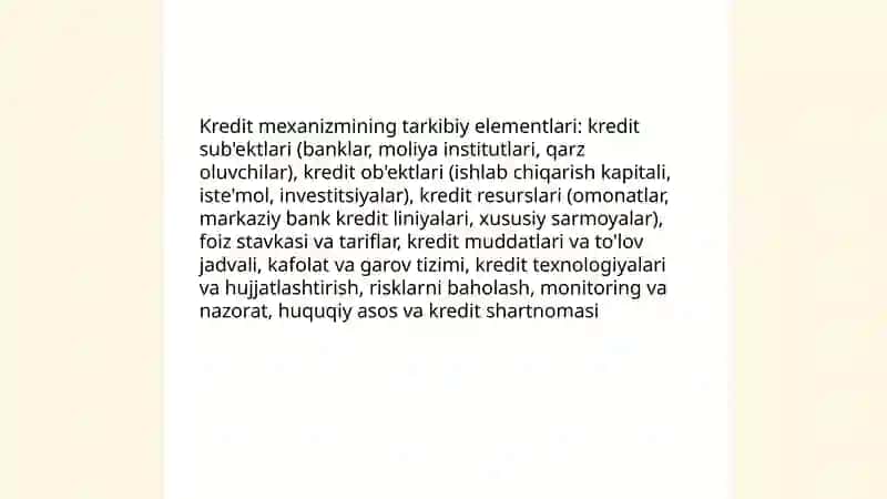 Kredit mexanizmi va uning elementlari 4