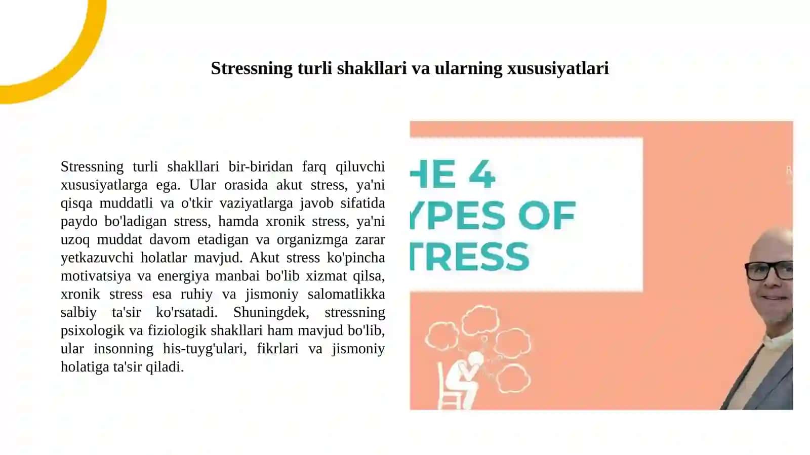 Stressning ta'rifi va ahamiyati 4
