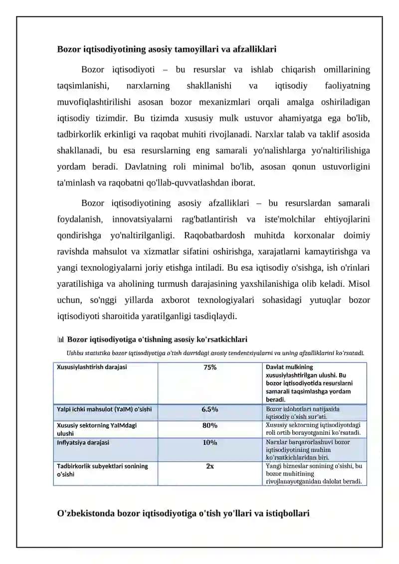Bozor iqtisodiyotiga o'tishning o'ziga xos xususiyatlari va istiqbollari 4