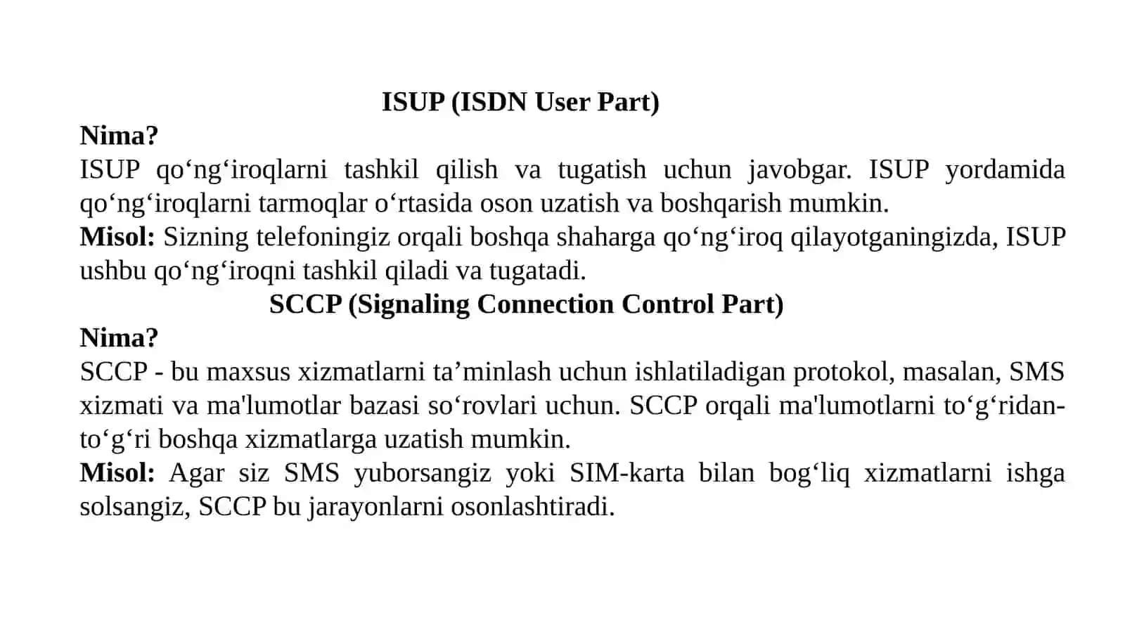 UKS7-ISUP tizim ostiuzulishini o’rganish 4
