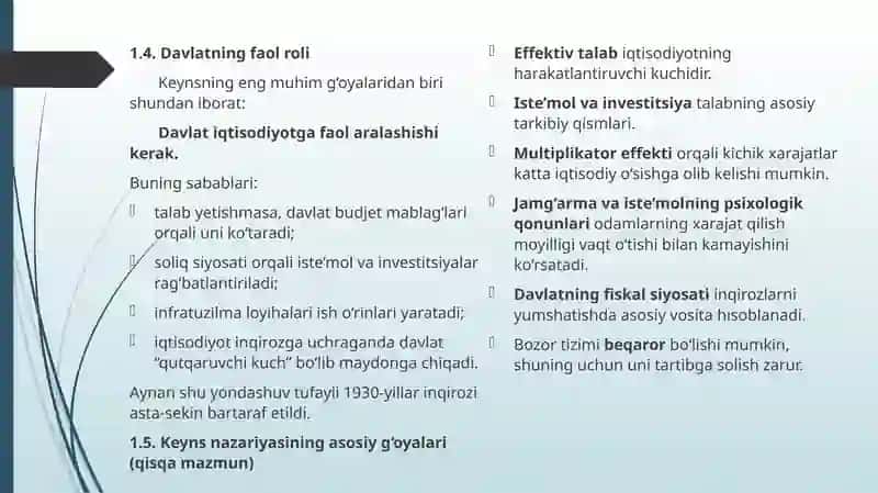 Keyns makroiqtisodiy muvozanat nazariyasi 4