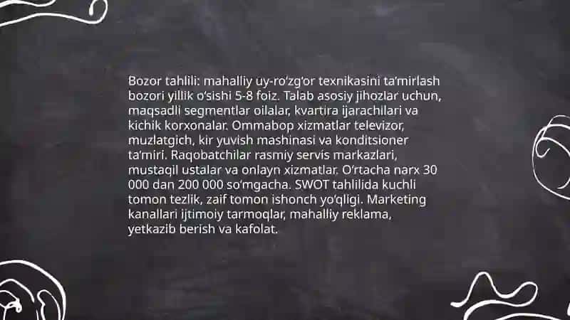 Maishiy texnikalarini ta’mirlash xizmatlari 4