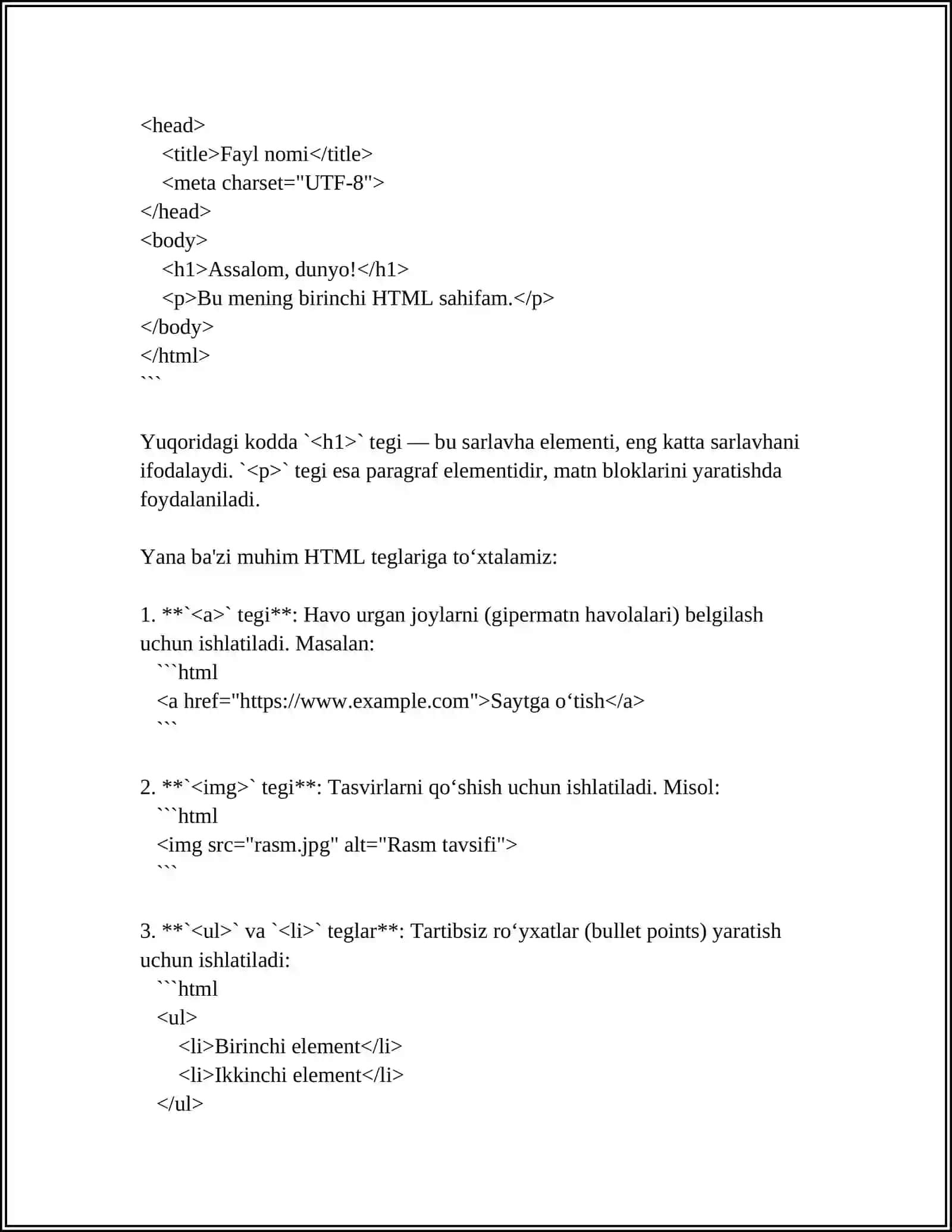 HTML FAYLLAR YARATISH 4