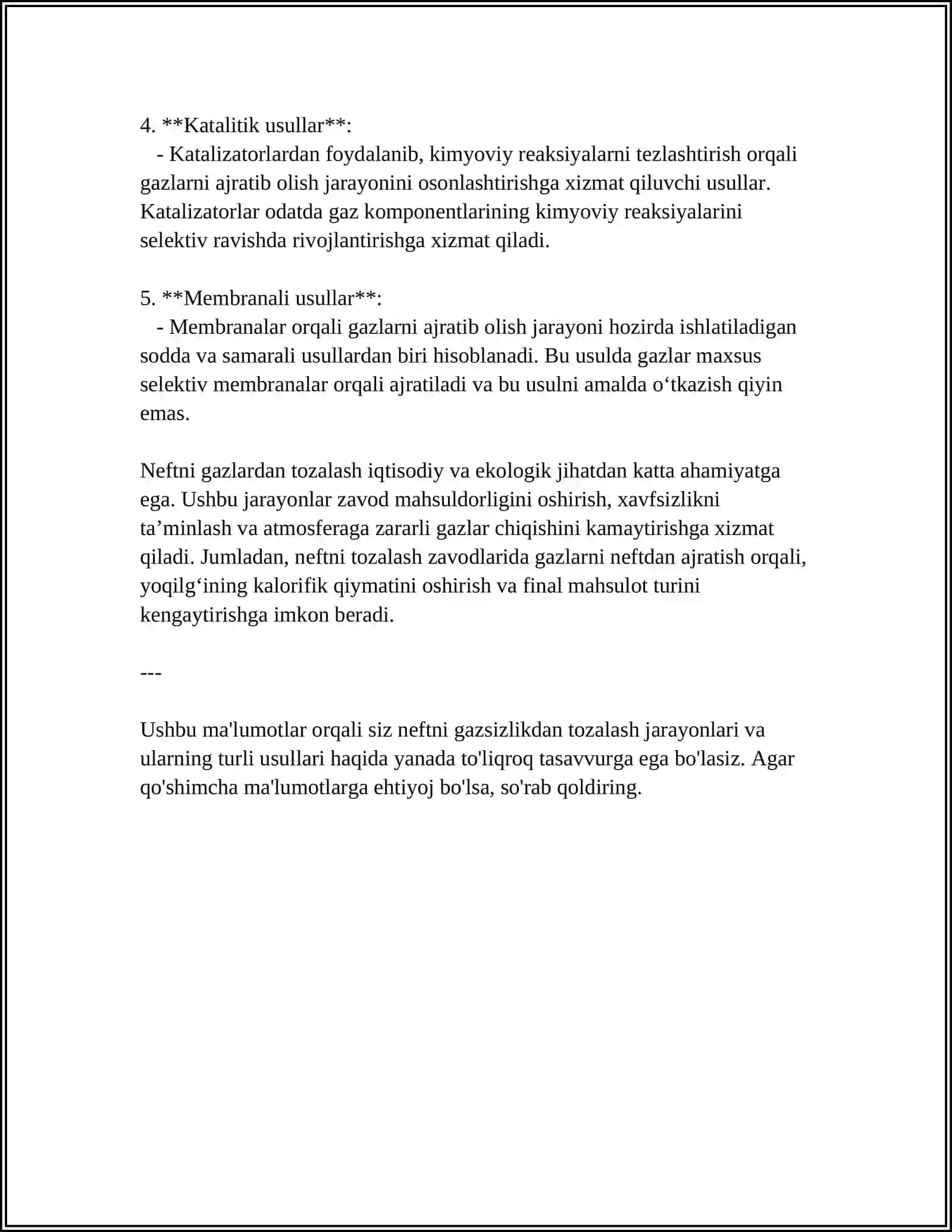 NEFTNI GAZSIZLANTIRISH USULLARI 4