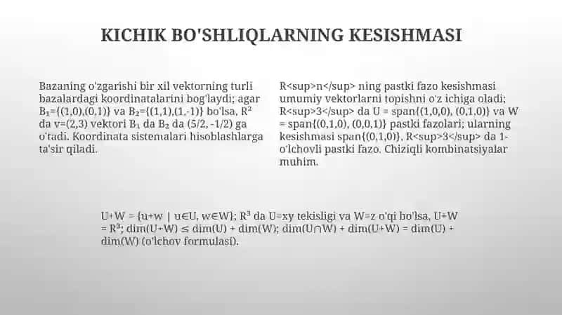 Vektor Fazolari va Bazislar 4