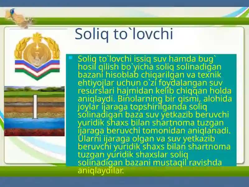 SUV RESURSLARIDAN FOYDALANGANLIK UCHUN SOLIQ ELEMENTLARI . 4