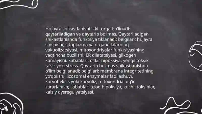 Hujayra patalogiyasi va uning kelib chiqish sabablari 4