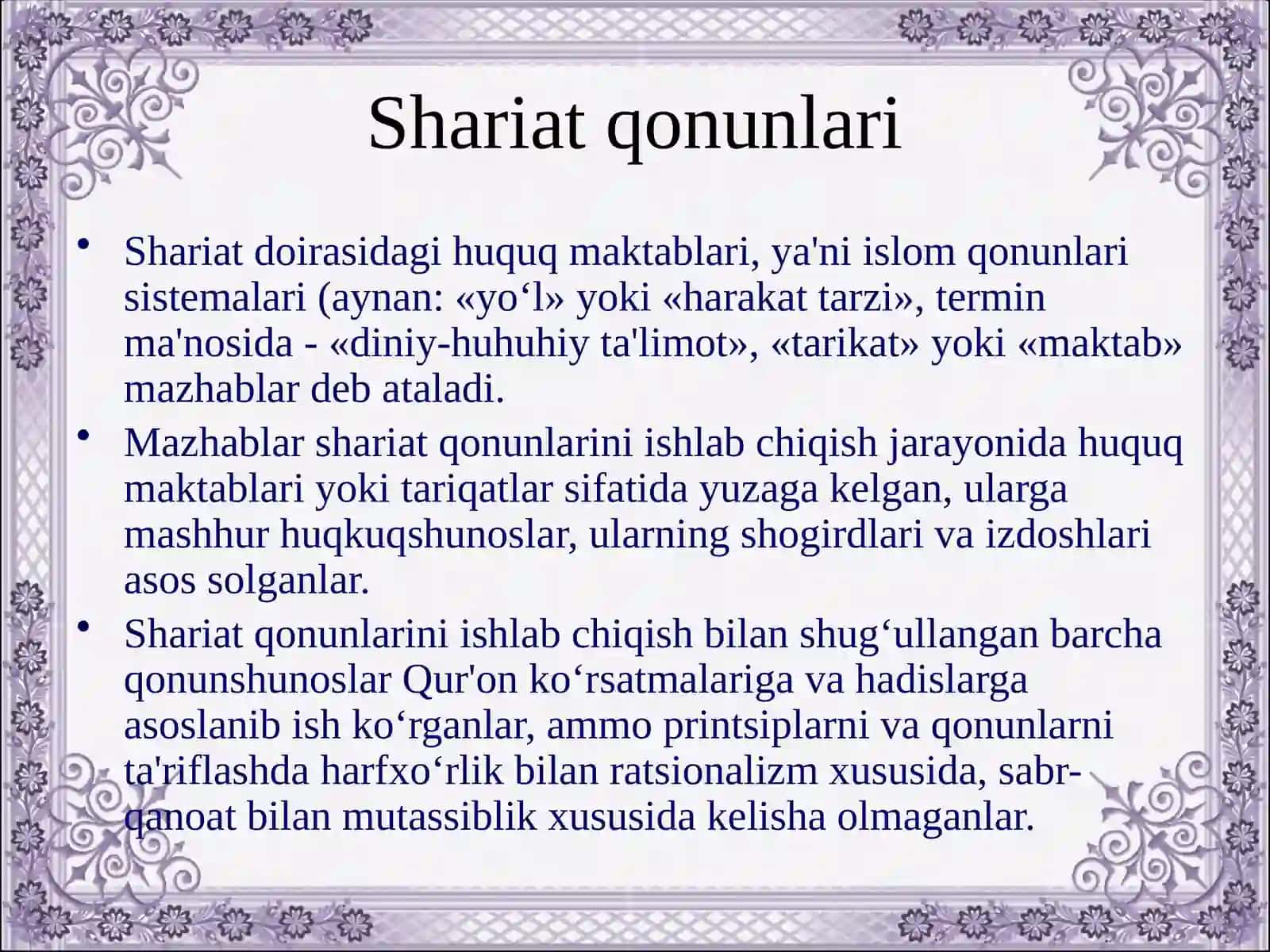 Islomdagi Asosiy O‘nalish va Mazhablar 4