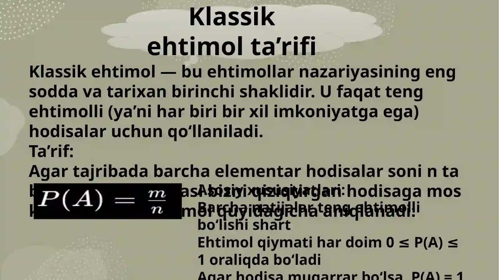 EHTIMOLLAR NAZARIYASI VA MATEMATIK STATISTIKA 4