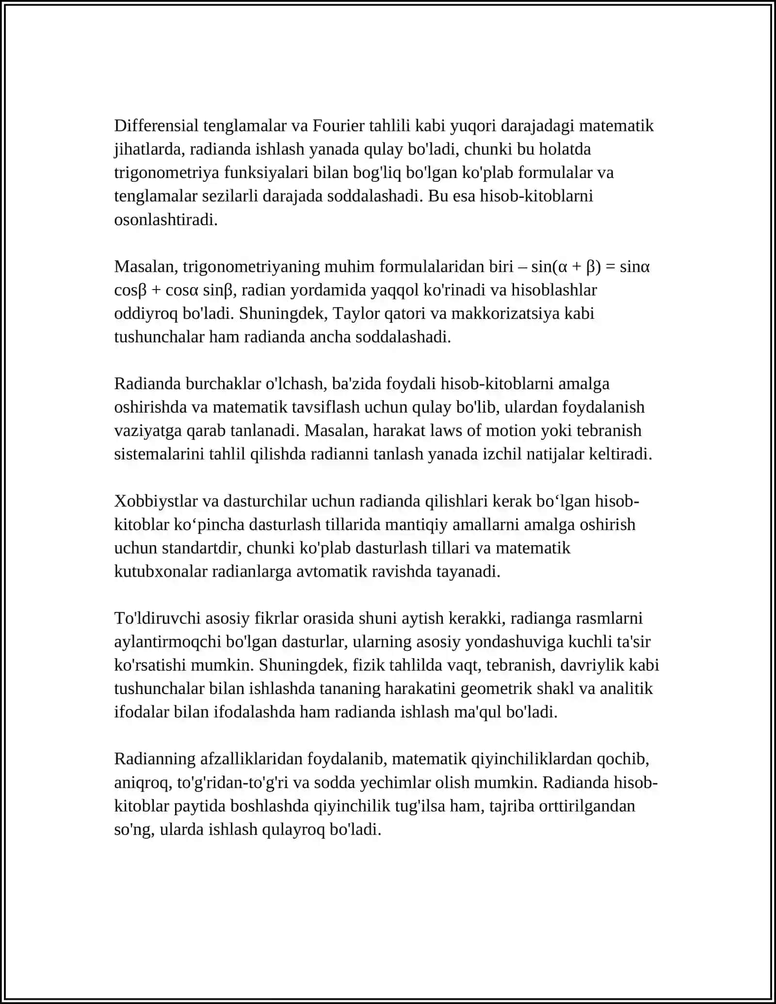 Radianning matematik asoslari 4