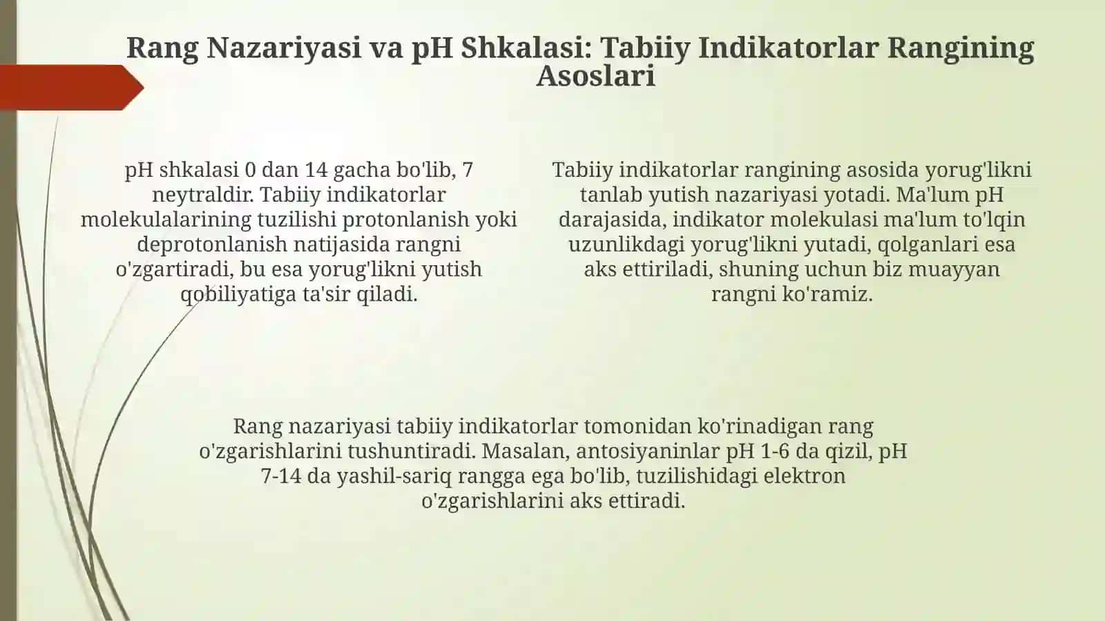 Kislotalar, Asoslar va Tabiiy Indikatorlarga Umumiy Nazar 4