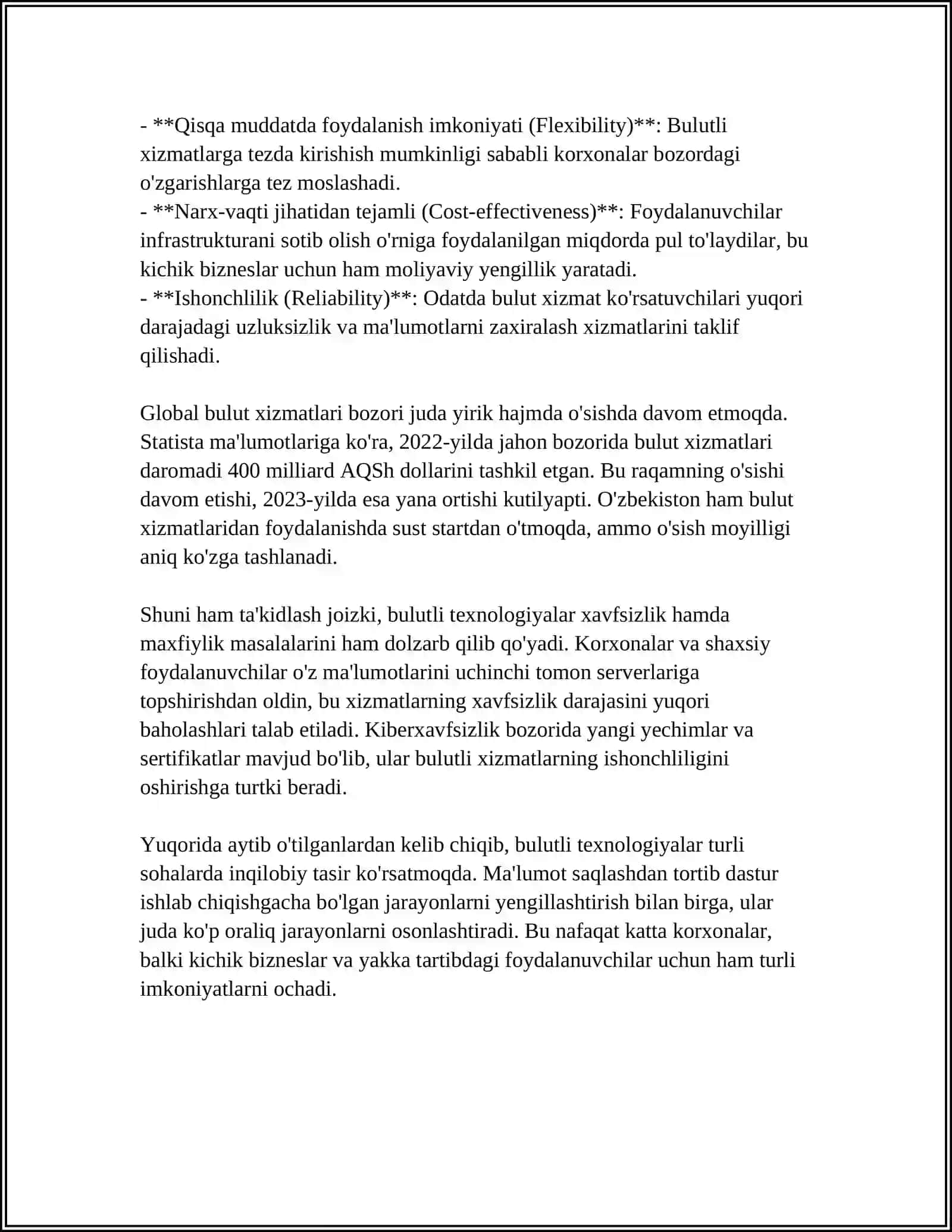 “BULUTLI TEXNOLOGIYALAR” TUSHUNCHASI VA ULARDAN FOYDALANISH AFZALLIKLARI 4