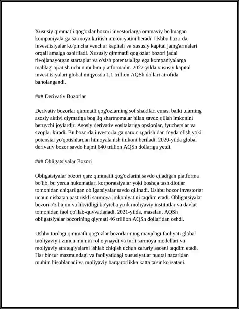 Qimmatli Qog'ozlar Bozorining Turlari 4