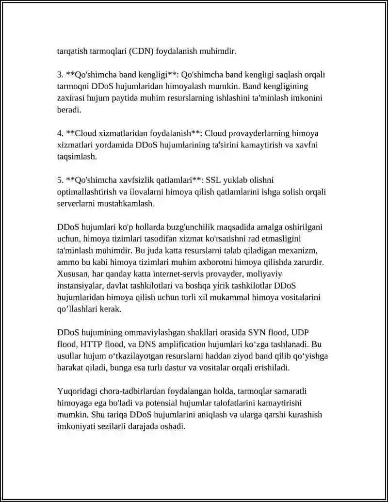 KOMPYUTER TARMOQ HUJUMLARINI ANIQLASH VA ULARNING OLDINI OLISH 4