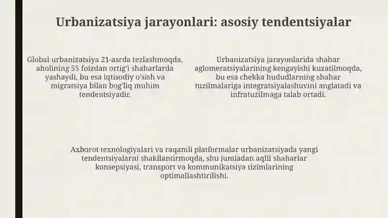 Urbanizatsiya va uning o'rni 4