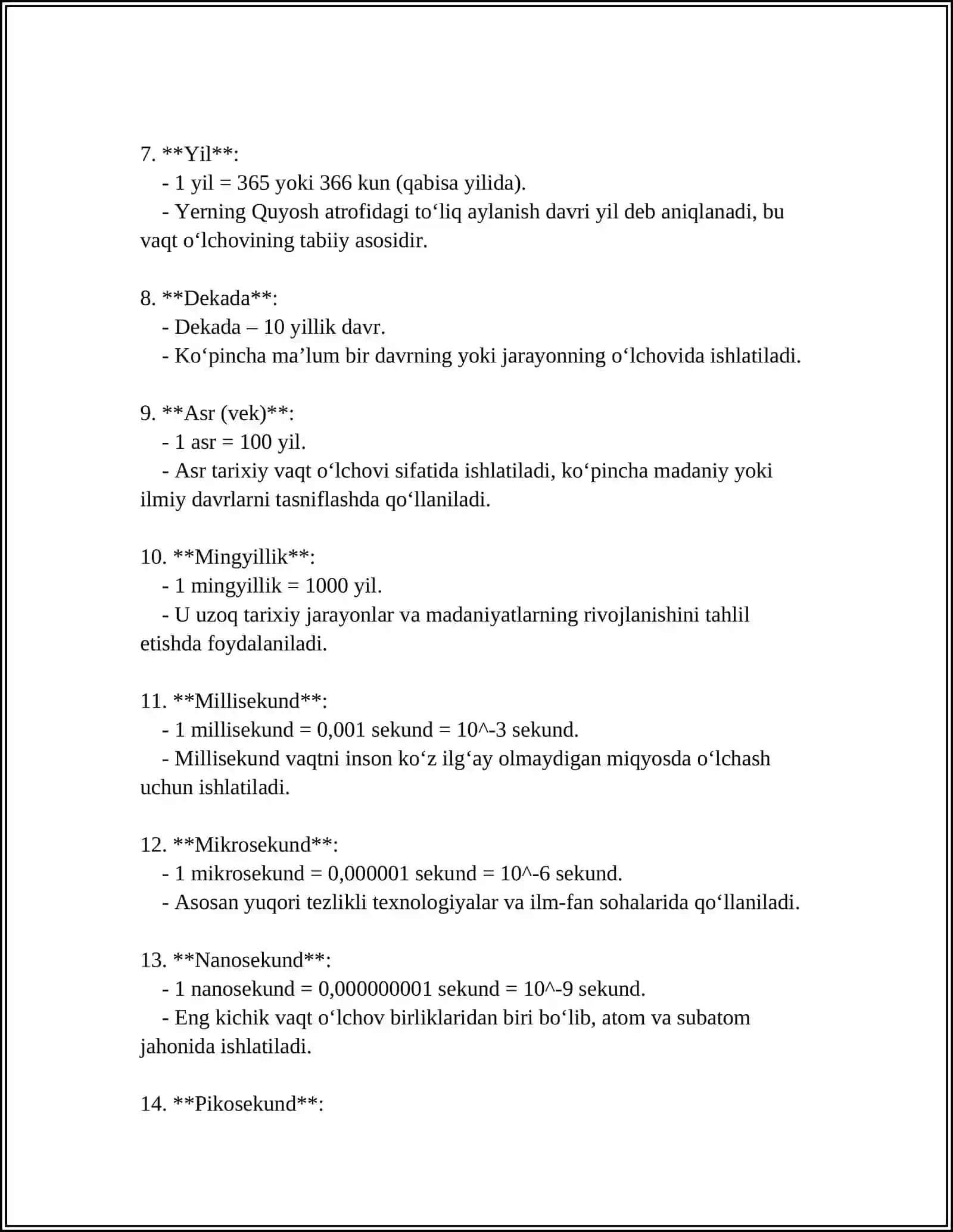 VAQT ÓLCHOV BIRLIKLARI 4