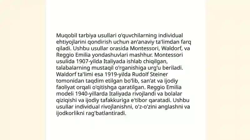 Tarbiya metodlarining tanlab olish shakli 4