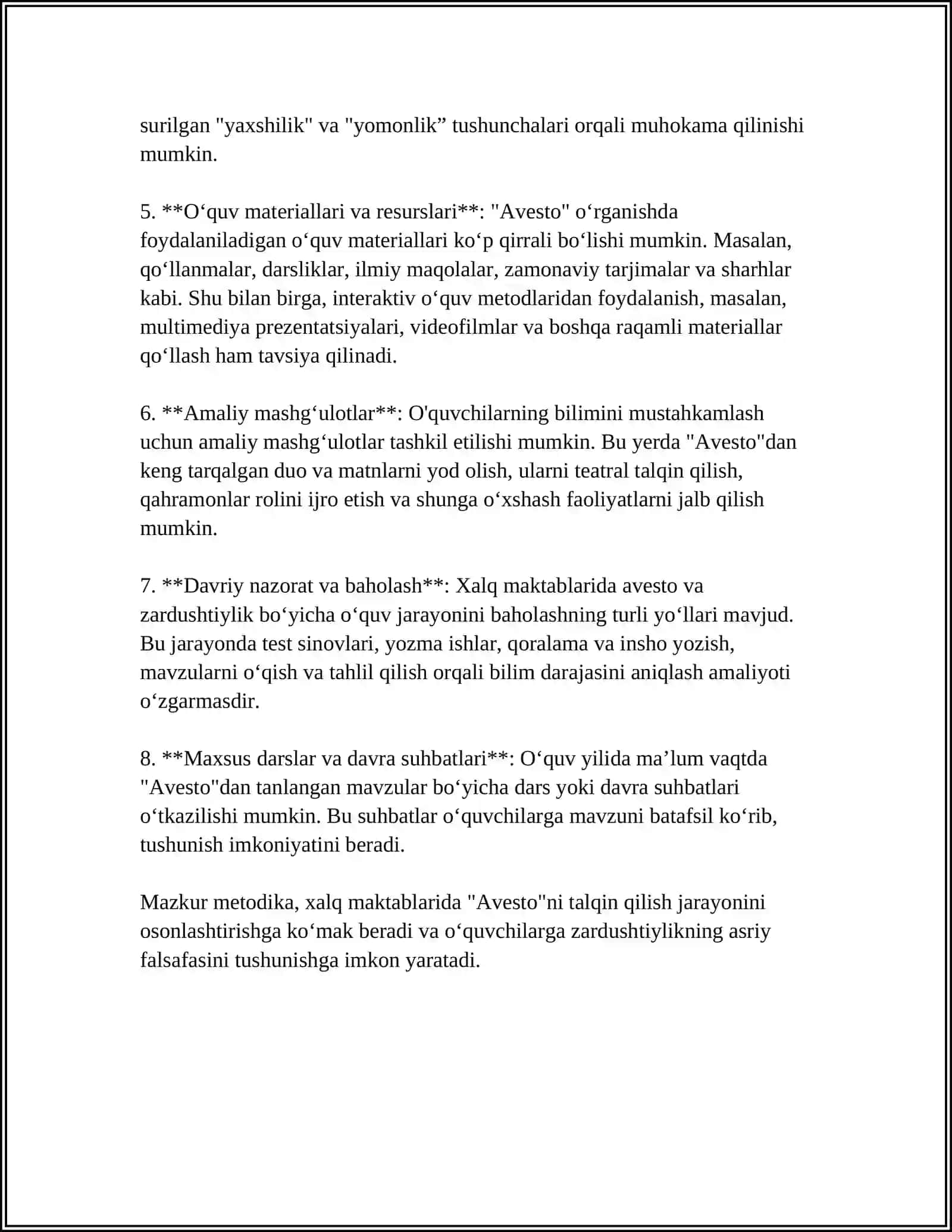 XALQ MAKTABLARI,SAN'AT MAKTABLARI."AVESTO ENG QADIMGI DAVRLARNING MADANIY YOZMA YODGORLIGI 4