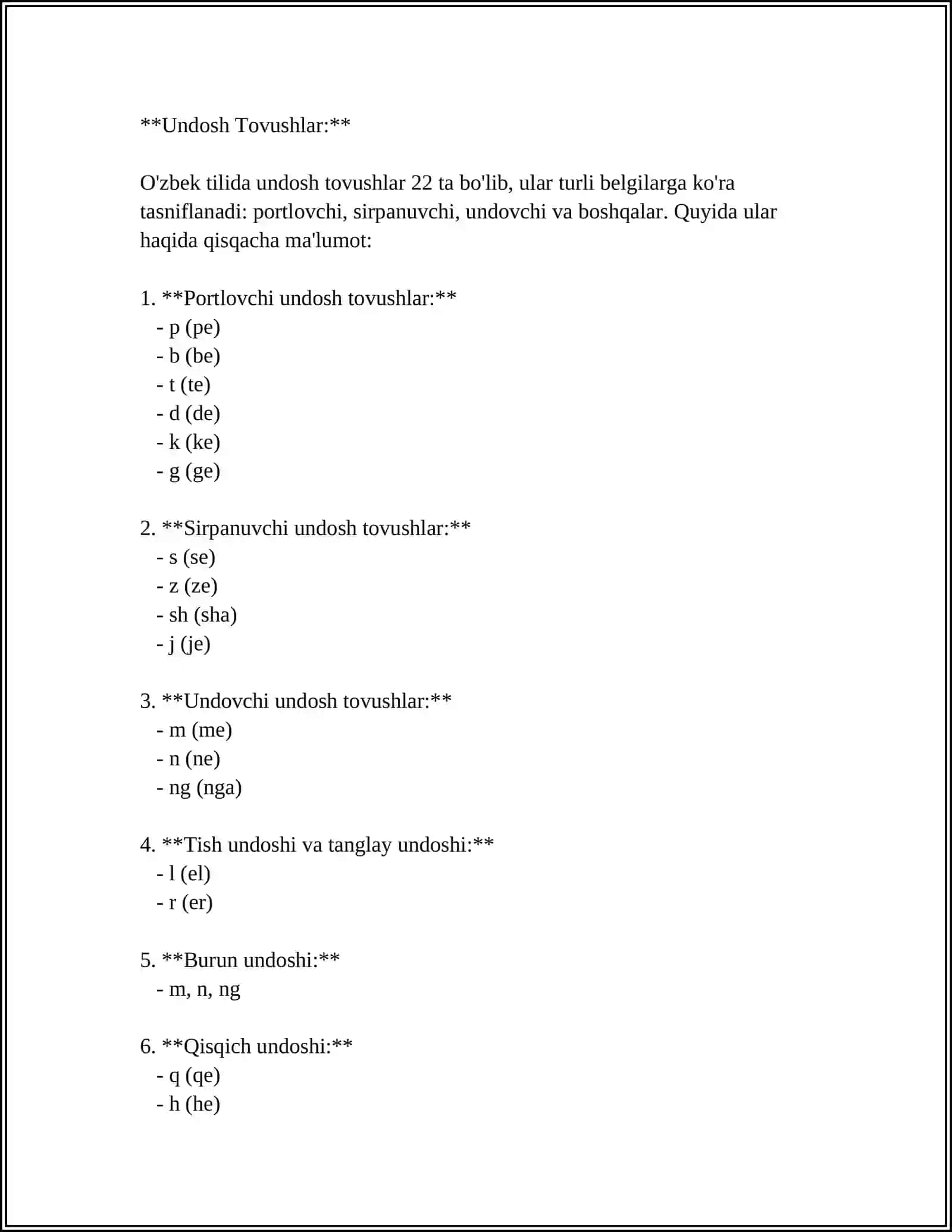 UNLI VA UNDOSHLAR TASNIFINI OSON USULDA TUSHUNTIRISH 4
