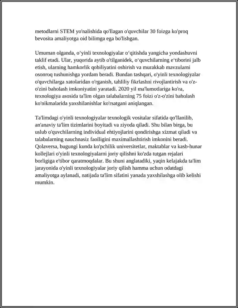 TA'LIM JARAYONIDA O'YINLI TEXNOLOGIYALARDAN FOYDALANISH 4