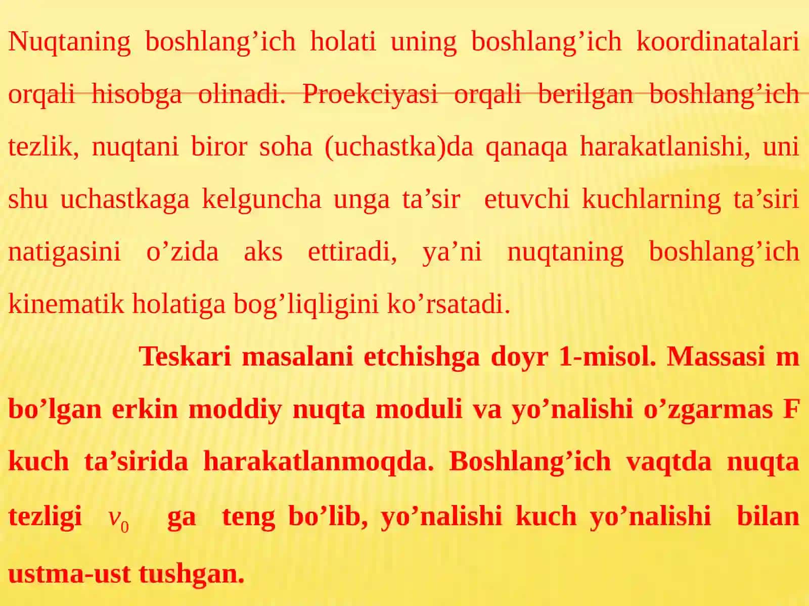 DINAMIKANING IKKINCHI ASOSIY MASALASINI YECHISH 4