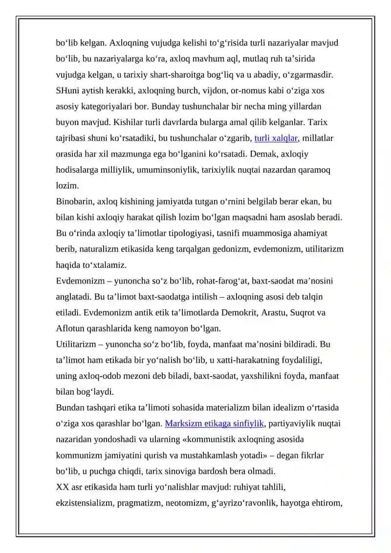 Axloqiy tushunchalarga tarif (Etika) 4
