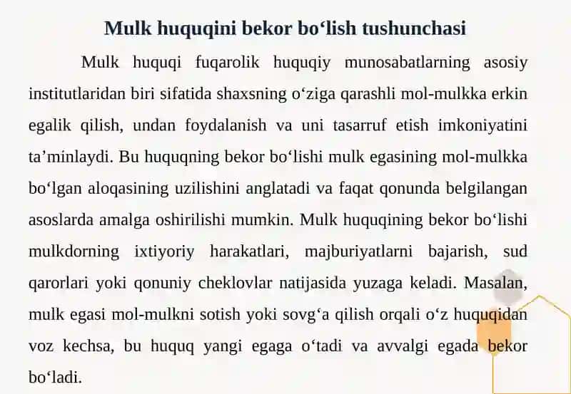 Mulk huquqini bekor bo‘lish asoslari 4