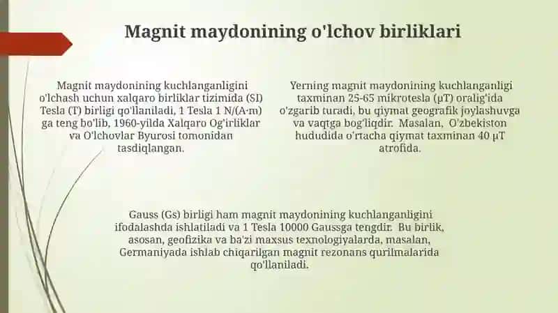 Magnit maydon va uning kattaliklari 4