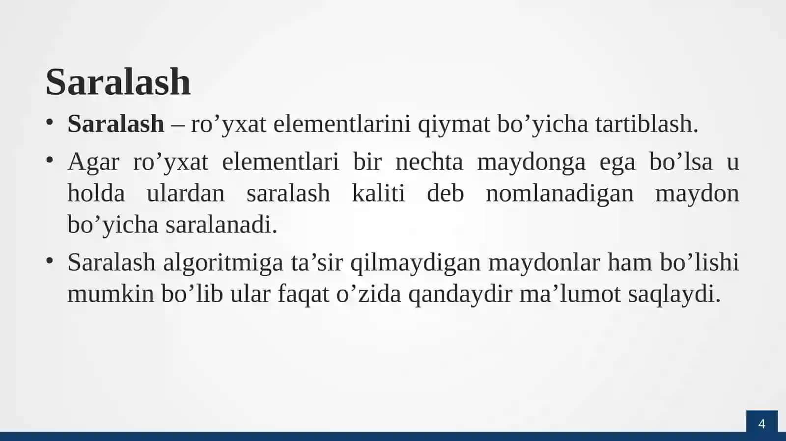 Axborotlarni saralash algoritmlari 4