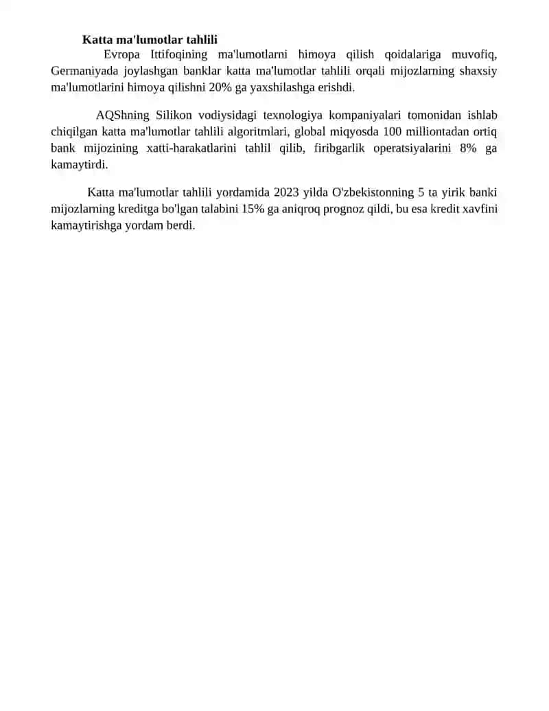 Raqamli bank ishida qo'llaniladigon texnalogiyalar 4