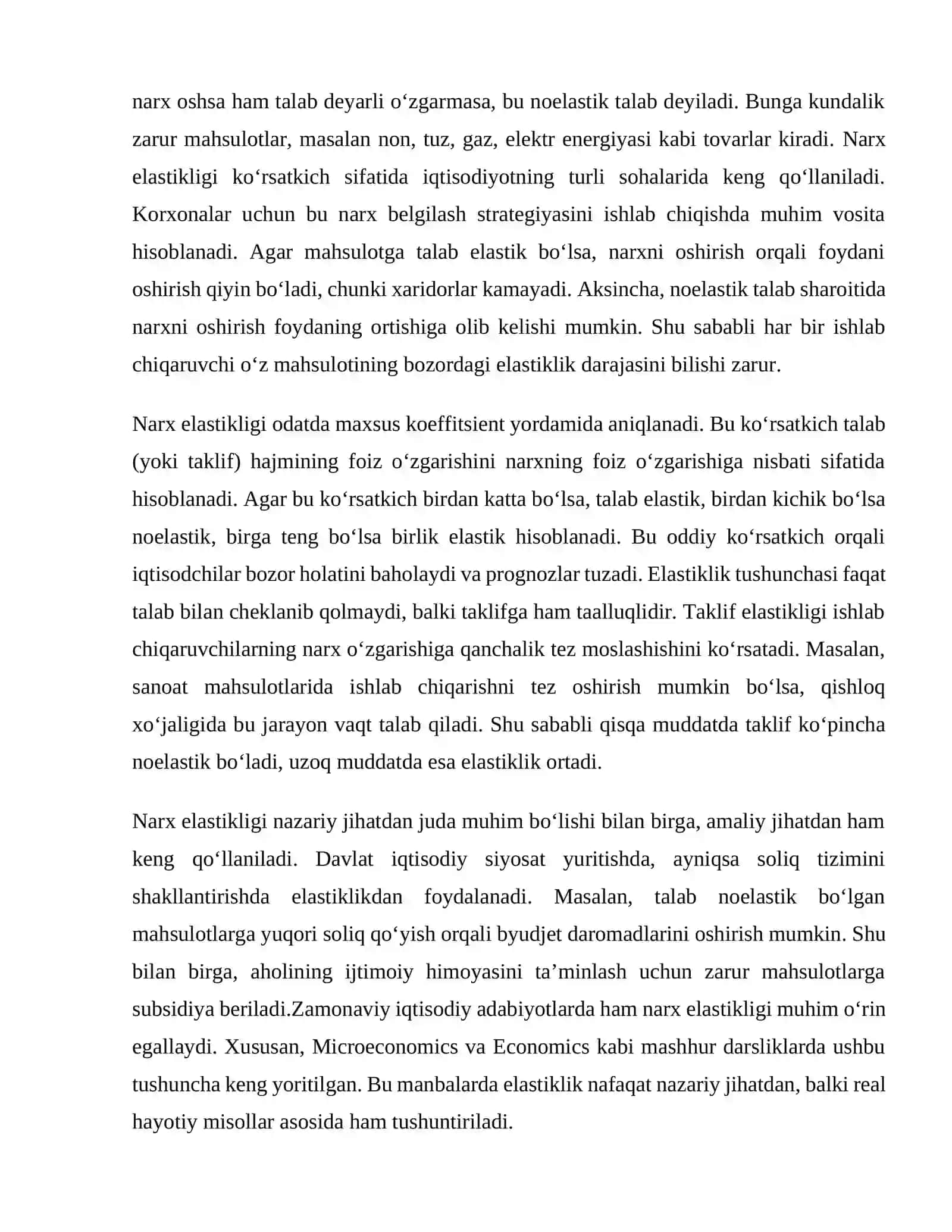 Narx elastikligi va uning amaliy ahamiyati 4