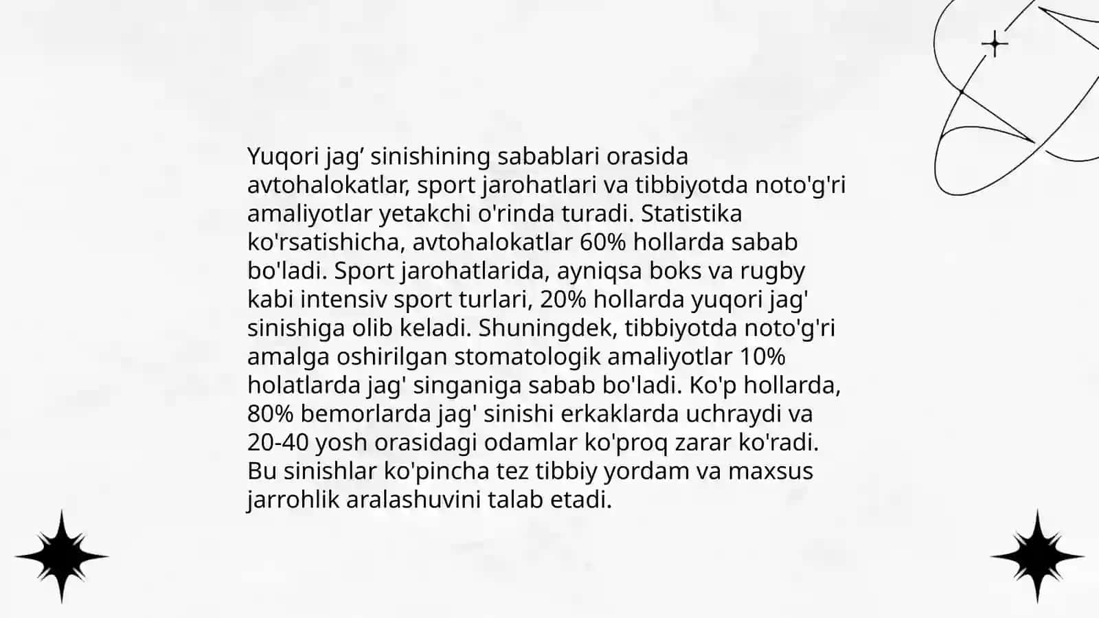 Yuqori jag’ sinishlari 4