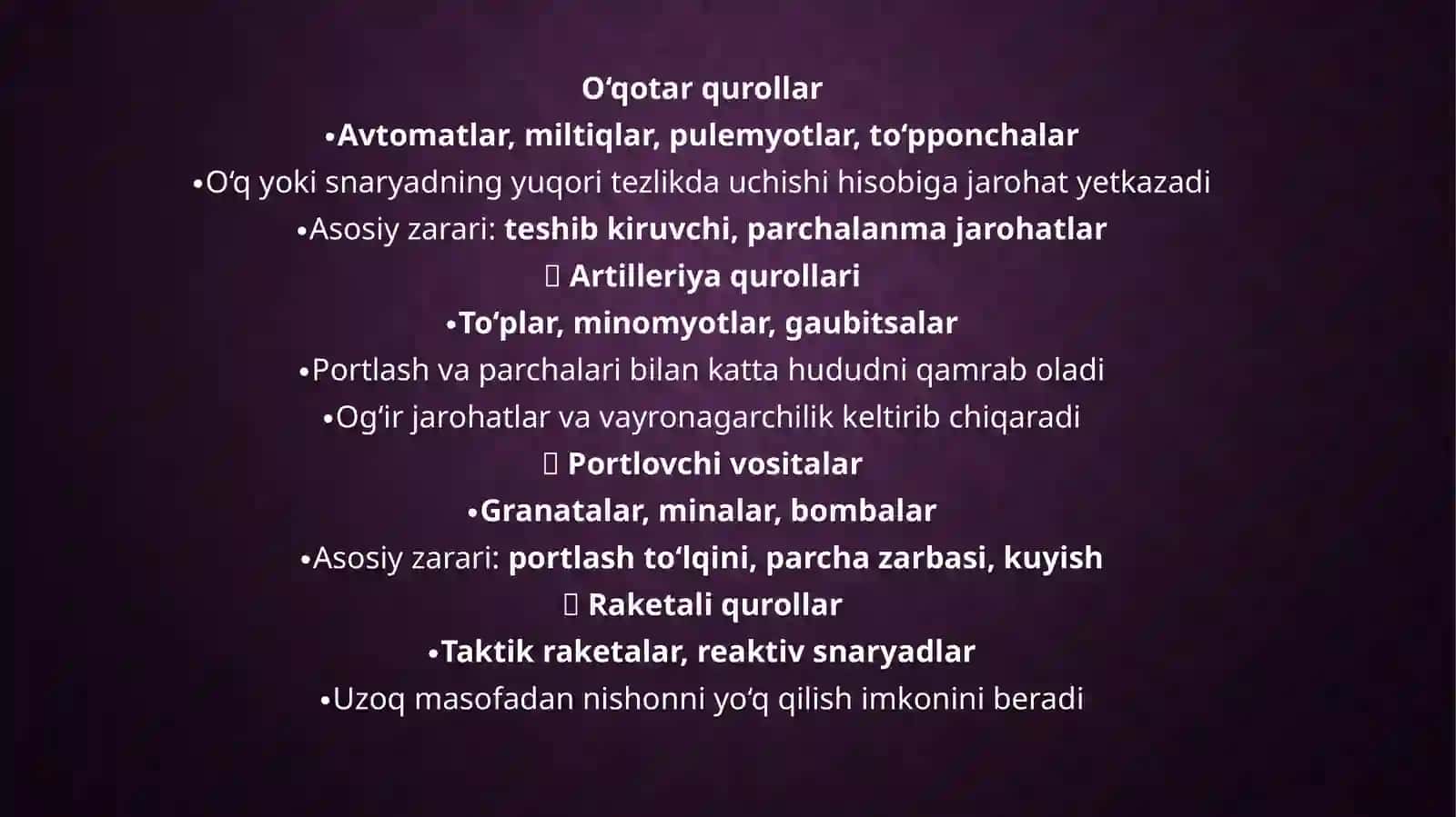 Jangovar jarohatlovchi vositalar 4
