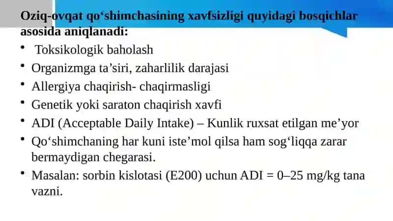 Oziq-ovqat qo'shimchalari (E–kodlar) 4